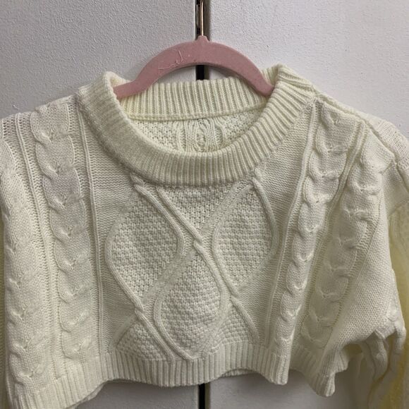 Cropped White Sweater Small - Picture 3 of 4